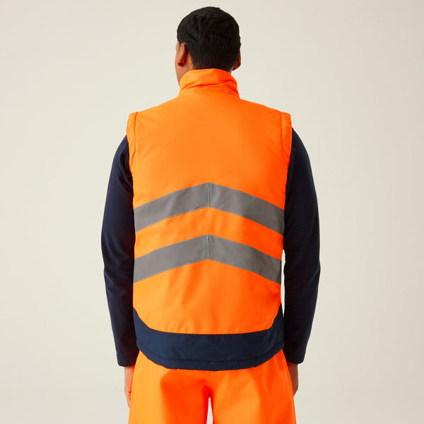 Regatta Mens Pro Hi Vis Waterproof, Windproof, Breathable Insulated Work Bodywarmer - Borderland Muff