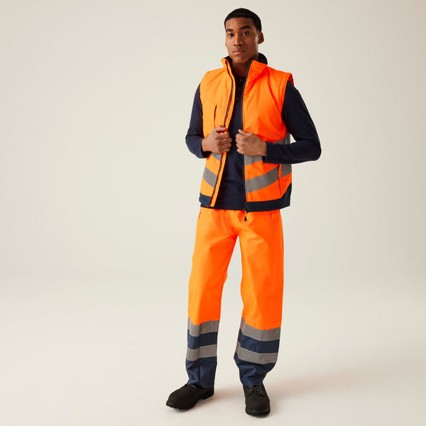 Regatta Mens Pro Hi Vis Waterproof, Windproof, Breathable Insulated Work Bodywarmer - Borderland Muff