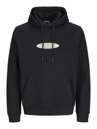 Jack & Jones Mens Pacer Relaxed Fit Casual Hoodie-BLACK - Borderland Muff