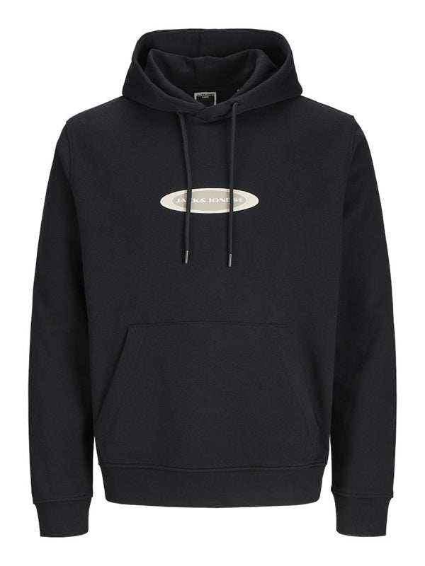 Jack & Jones Mens Pacer Relaxed Fit Casual Hoodie-BLACK - Borderland Muff