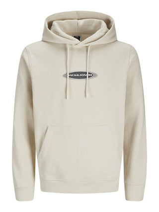 Jack & Jones Mens Pacer Relaxed Fit Casual Hoodie-MOONBEAM - Borderland Muff