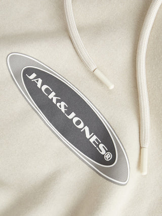 Jack & Jones Mens Pacer Relaxed Fit Casual Hoodie-MOONBEAM - Borderland Muff