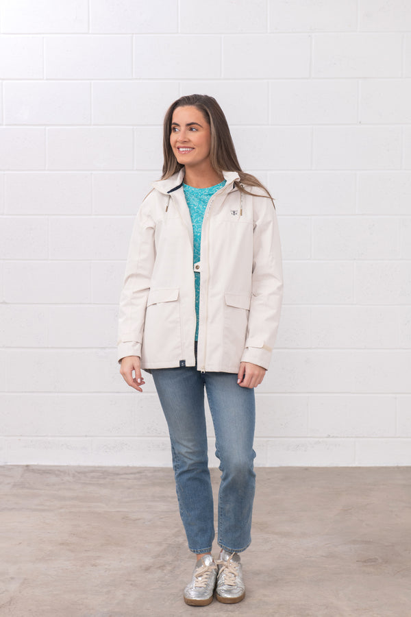 Lighthouse Ladies Short Beachcomber II Waterproof Breathable Jacket-CREAM - Borderland Muff