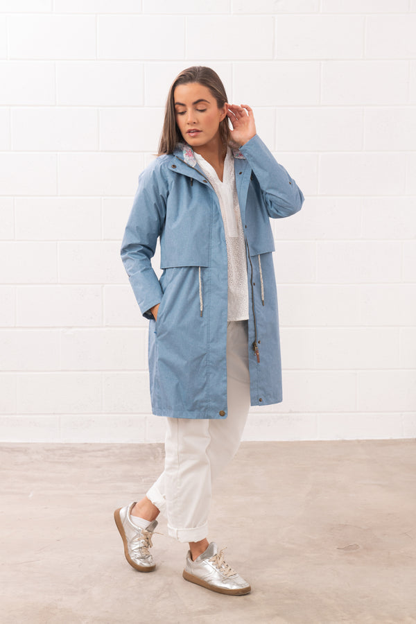 Lighthouse Ladies Pippa 3/4 Waterproof Breathable Jacket-SOFT DENIM - Borderland Muff