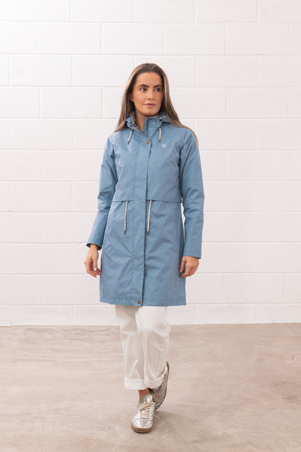 Lighthouse Ladies Pippa 3/4 Waterproof Breathable Jacket-SOFT DENIM - Borderland Muff