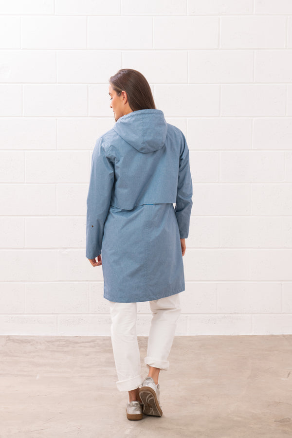 Lighthouse Ladies Pippa 3/4 Waterproof Breathable Jacket-SOFT DENIM - Borderland Muff
