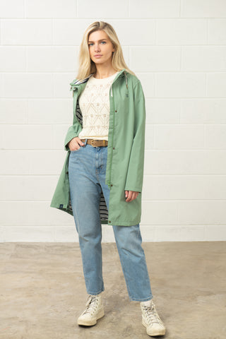 Lighthouse Ladies Long Beachcomber II Waterproof Breathable Jacket-SAGE - Borderland Muff