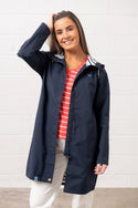 Lighthouse Ladies Long Beachcomber II Waterproof Breathable Jacket-NAVY - Borderland Muff