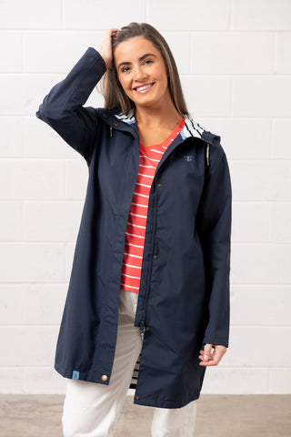 Lighthouse Ladies Long Beachcomber II Waterproof Breathable Jacket-NAVY - Borderland Muff