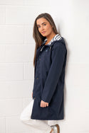 Lighthouse Ladies Long Beachcomber II Waterproof Breathable Jacket-NAVY - Borderland Muff