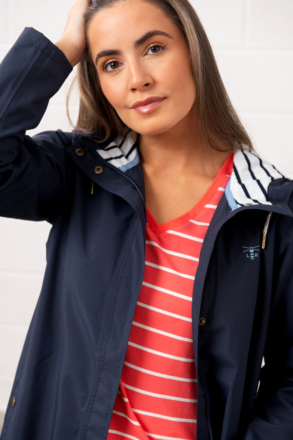 Lighthouse Ladies Long Beachcomber II Waterproof Breathable Jacket-NAVY - Borderland Muff