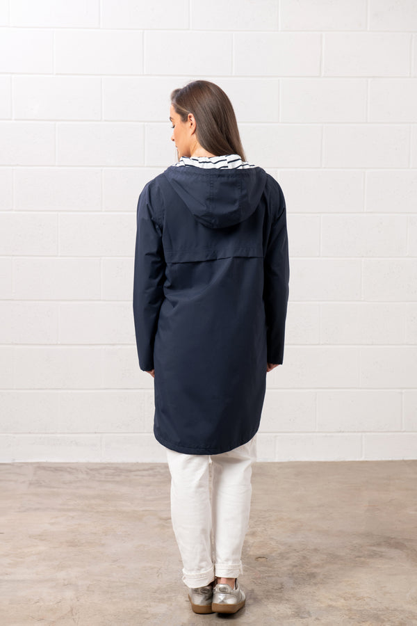 Lighthouse Ladies Long Beachcomber II Waterproof Breathable Jacket-NAVY - Borderland Muff