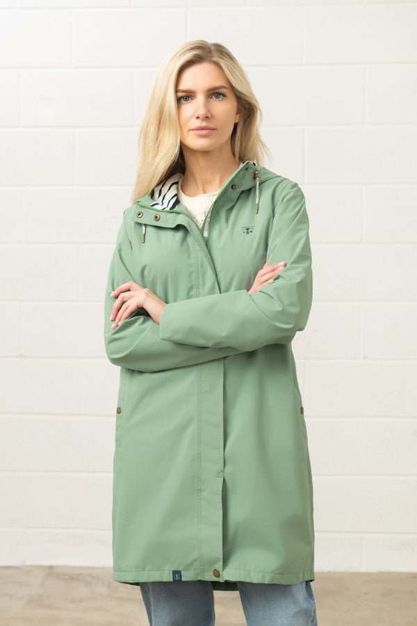 Lighthouse Ladies Long Beachcomber II Waterproof Breathable Jacket-SAGE - Borderland Muff