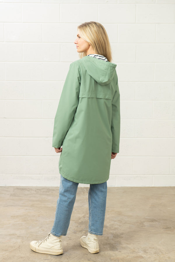 Lighthouse Ladies Long Beachcomber II Waterproof Breathable Jacket-SAGE - Borderland Muff