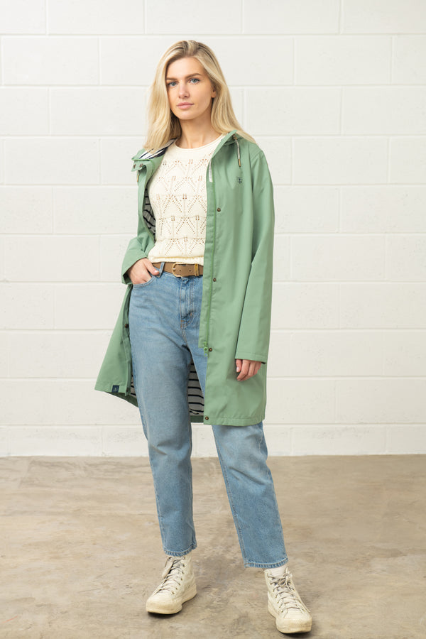Lighthouse Ladies Long Beachcomber II Waterproof Breathable Jacket-SAGE - Borderland Muff