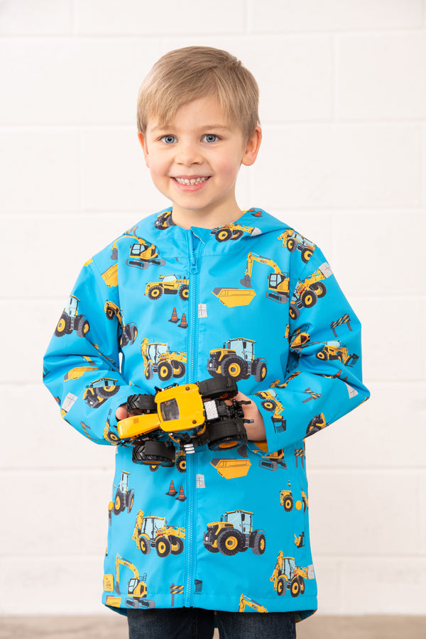 Lighthouse Boys Ethan JCB Digger Print Waterproof Jacket - Borderland Muff