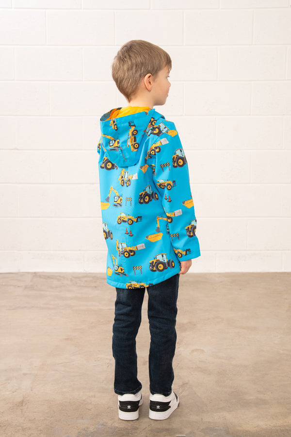 Lighthouse Boys Ethan JCB Digger Print Waterproof Jacket - Borderland Muff
