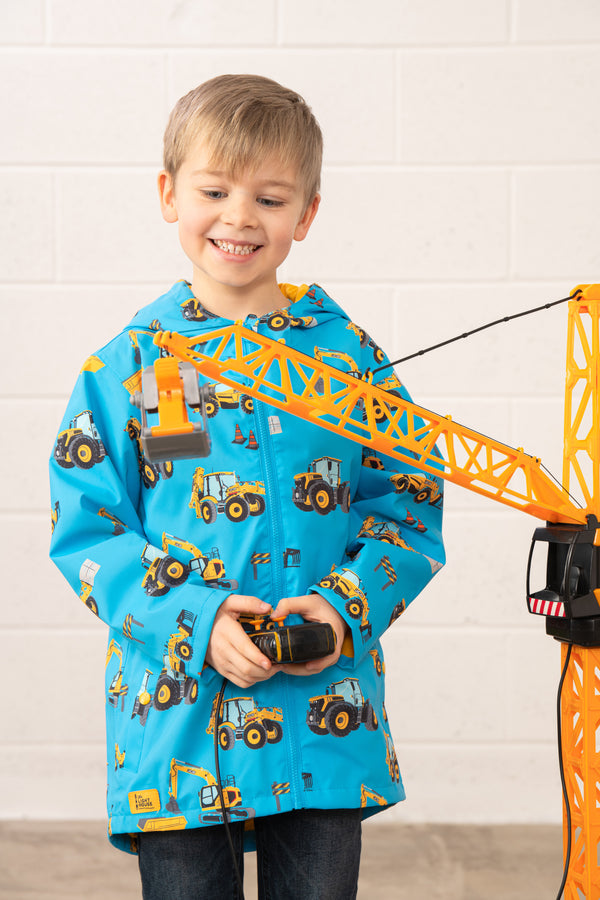 Lighthouse Boys Ethan JCB Digger Print Waterproof Jacket - Borderland Muff