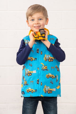 Lighthouse Boys Alex JCB Waterproof Digger Print Gilet - Borderland Muff