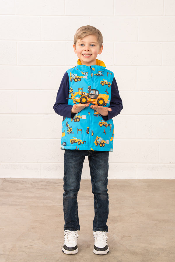 Lighthouse Boys Alex JCB Waterproof Digger Print Gilet - Borderland Muff