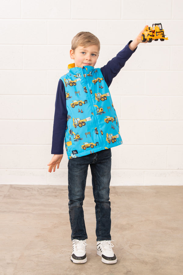 Lighthouse Boys Alex JCB Waterproof Digger Print Gilet - Borderland Muff