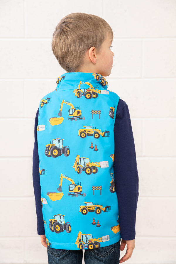 Lighthouse Boys Alex JCB Waterproof Digger Print Gilet - Borderland Muff