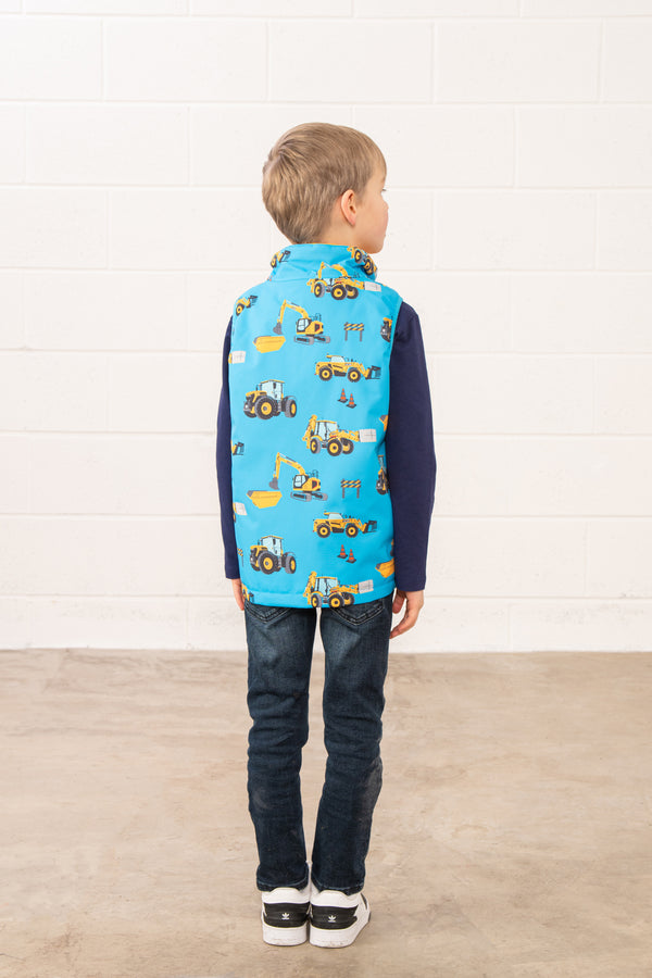 Lighthouse Boys Alex JCB Waterproof Digger Print Gilet - Borderland Muff