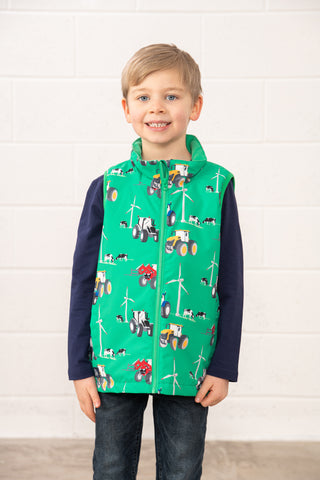 Lighthouse Boys Alex Waterproof Farm Print Gilet - Borderland Muff