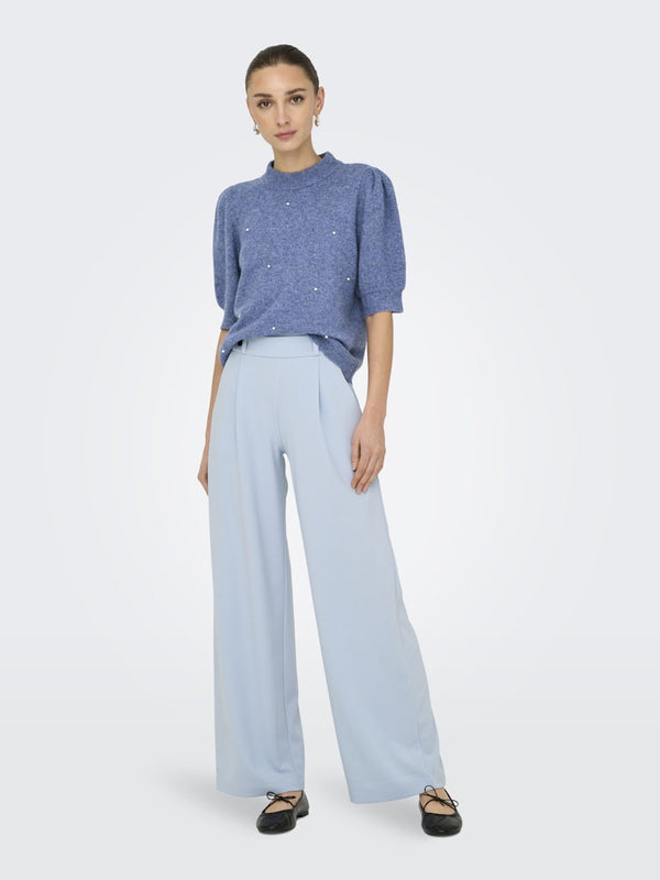 JDY Geggo Wide Leg Elasticated Waist Trousers 32" leg-LIGHT BLUE - Borderland Muff