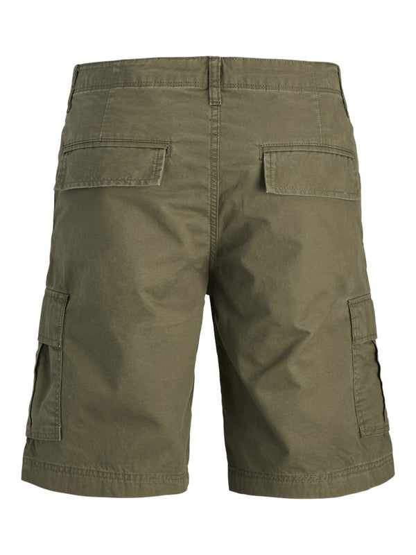 Jack & Jones Mens Relaxed Fit Cotton Cole Cargo Shorts-OLIVE - Borderland Muff