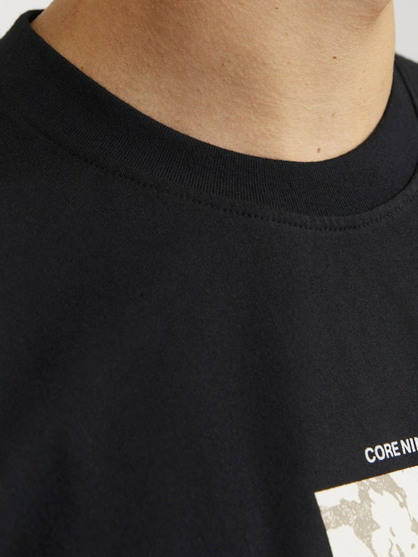 Jack & Jones Mens Regular Fit 100% Cotton Tarmac T-Shirt-BLACK - Borderland Muff