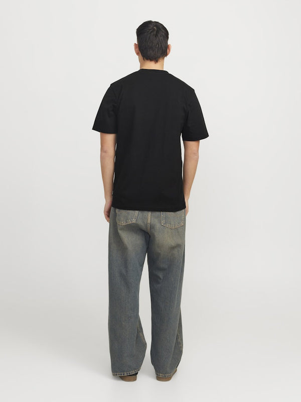 Jack & Jones Mens Regular Fit 100% Cotton Tarmac T-Shirt-BLACK - Borderland Muff