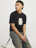 Jack & Jones Mens Regular Fit 100% Cotton Tarmac T-Shirt-BLACK - Borderland Muff