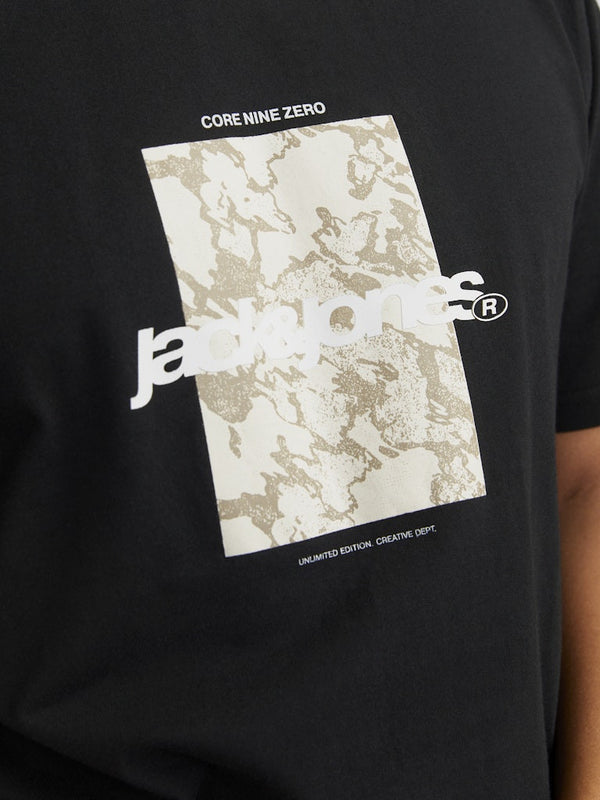 Jack & Jones Mens Regular Fit 100% Cotton Tarmac T-Shirt-BLACK - Borderland Muff