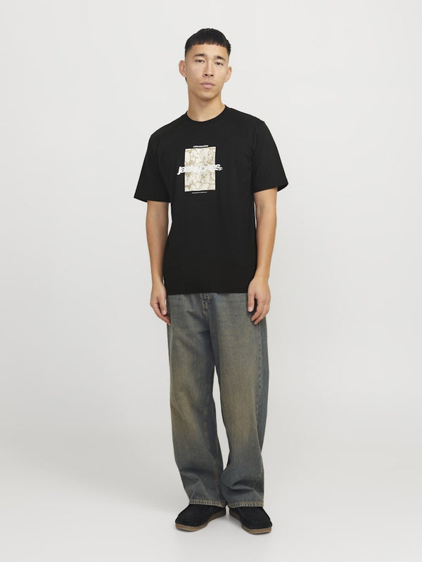 Jack & Jones Mens Regular Fit 100% Cotton Tarmac T-Shirt-BLACK - Borderland Muff