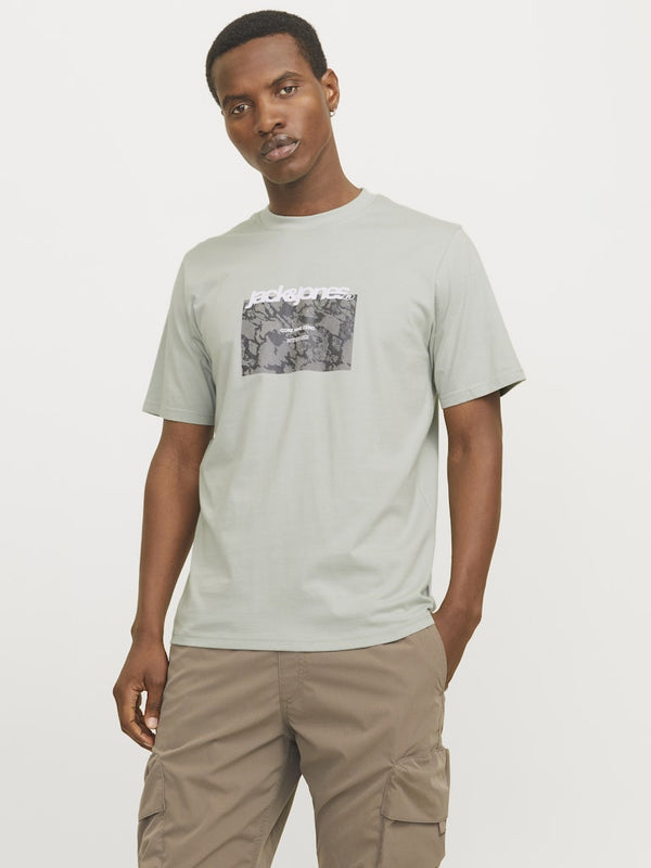 Jack & Jones Mens Regular Fit 100% Cotton Tarmac T-Shirt-AQUA - Borderland Muff
