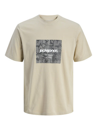 Jack & Jones Mens Regular Fit 100% Cotton Tarmac T-Shirt-CREAM - Borderland Muff