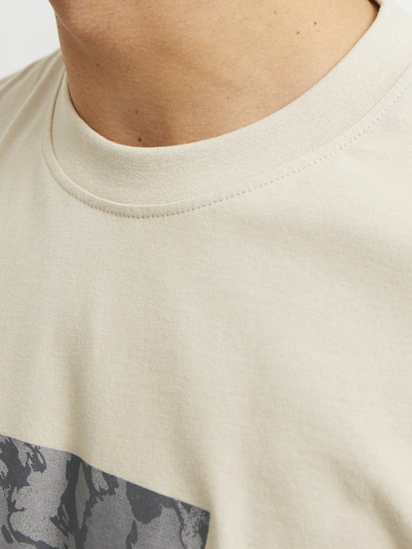 Jack & Jones Mens Regular Fit 100% Cotton Tarmac T-Shirt-CREAM - Borderland Muff