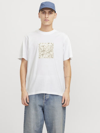 Jack & Jones Mens Regular Fit 100% Cotton Tarmac T-Shirt-BRIGHT WHITE - Borderland Muff