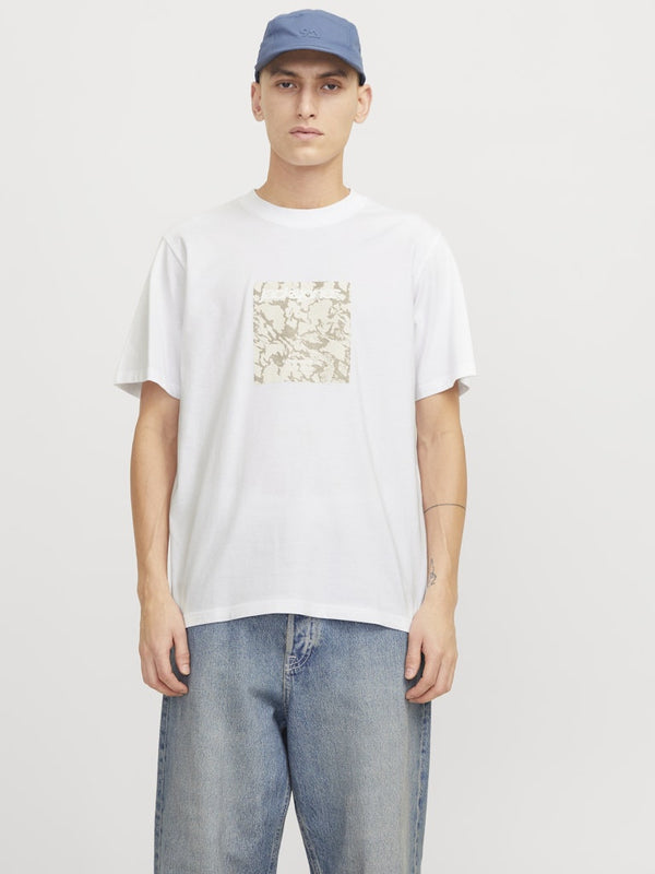 Jack & Jones Mens Regular Fit 100% Cotton Tarmac T-Shirt-BRIGHT WHITE - Borderland Muff