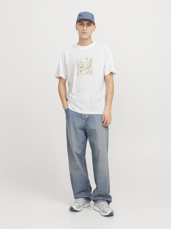 Jack & Jones Mens Regular Fit 100% Cotton Tarmac T-Shirt-BRIGHT WHITE - Borderland Muff