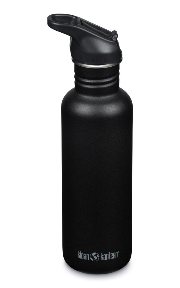 KLEAN KANTEEN Classic 800ml Water Bottle Flip Seal Sports Cap-BLACK - Borderland Muff