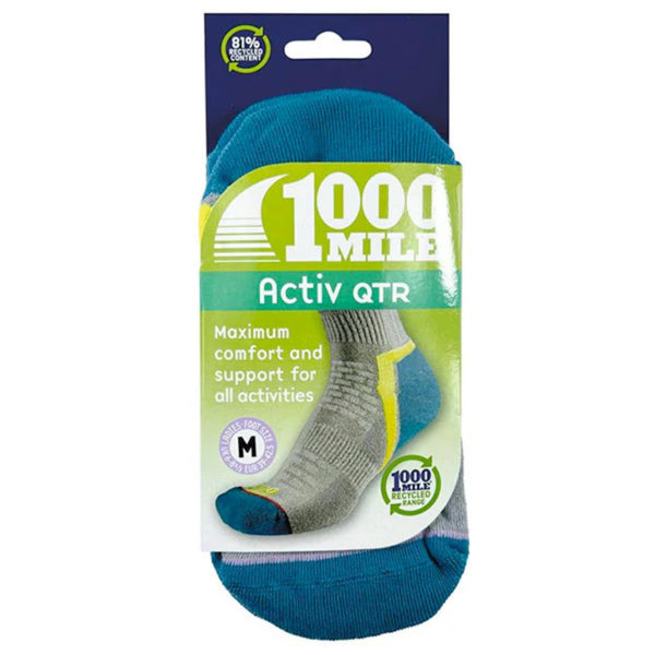 1000 Mile Women’s Activ QTR Repreve Socks | Recycled Running Socks Ireland - Borderland Muff