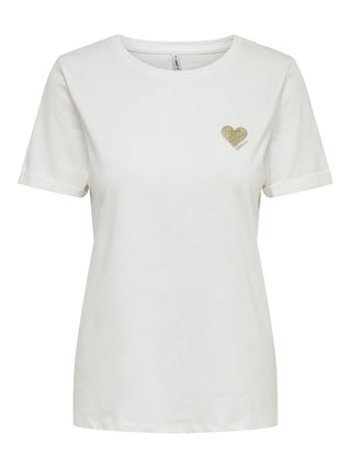ONLY ONLKITA LIFE Short Sleeve Organic Cotton Top – Stylish with Glitter Detail - Borderland Muff