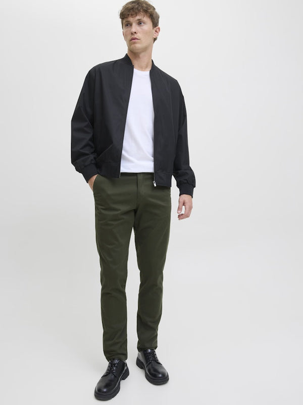 Jack & Jones JPSTMARCO BOWIE Slim Fit Chinos – Duffel Bag Green | Organic & Recycled Cotton - Borderland Muff