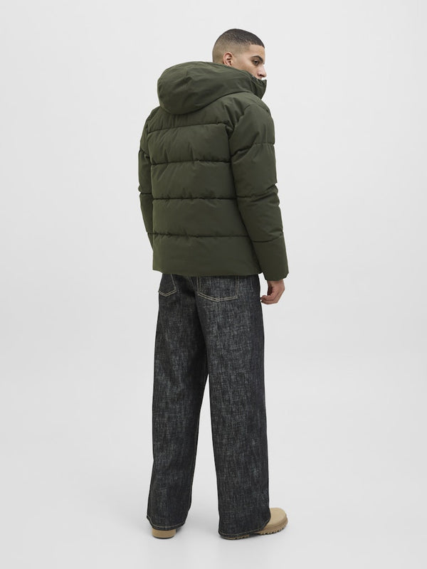 Jack & Jones JJGLOBAL Men’s Puffer Jacket | Recycled Winter Coat with Hood - Borderland Muff