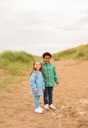 Lighthouse Girls Freya Waterproof Jacket – Pink Dino or Blue Garden Print - Borderland Muff