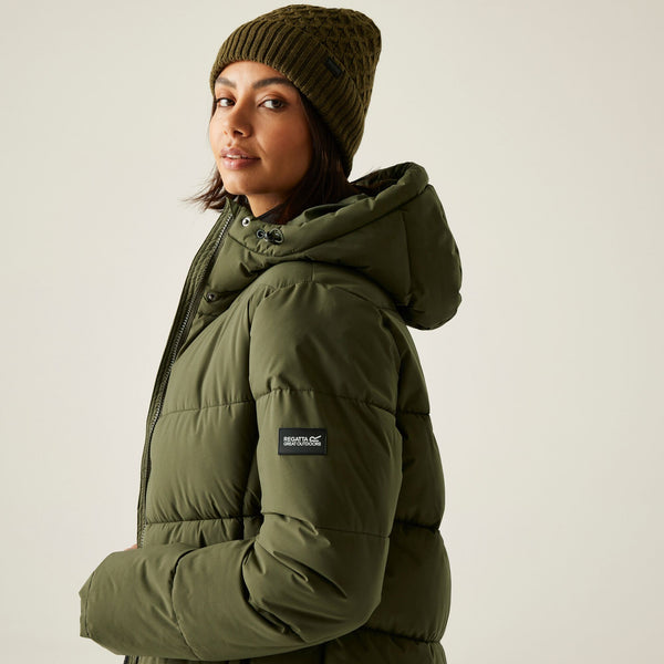 Regatta Women’s Eloria Quilted Jacket Dark Khaki & Black | Borderland Muff - Borderland Muff