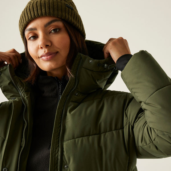 Regatta Women’s Eloria Quilted Jacket Dark Khaki & Black | Borderland Muff - Borderland Muff