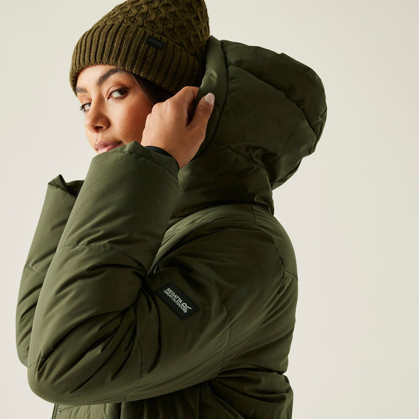 Regatta Women’s Eloria Quilted Jacket Dark Khaki & Black | Borderland Muff - Borderland Muff